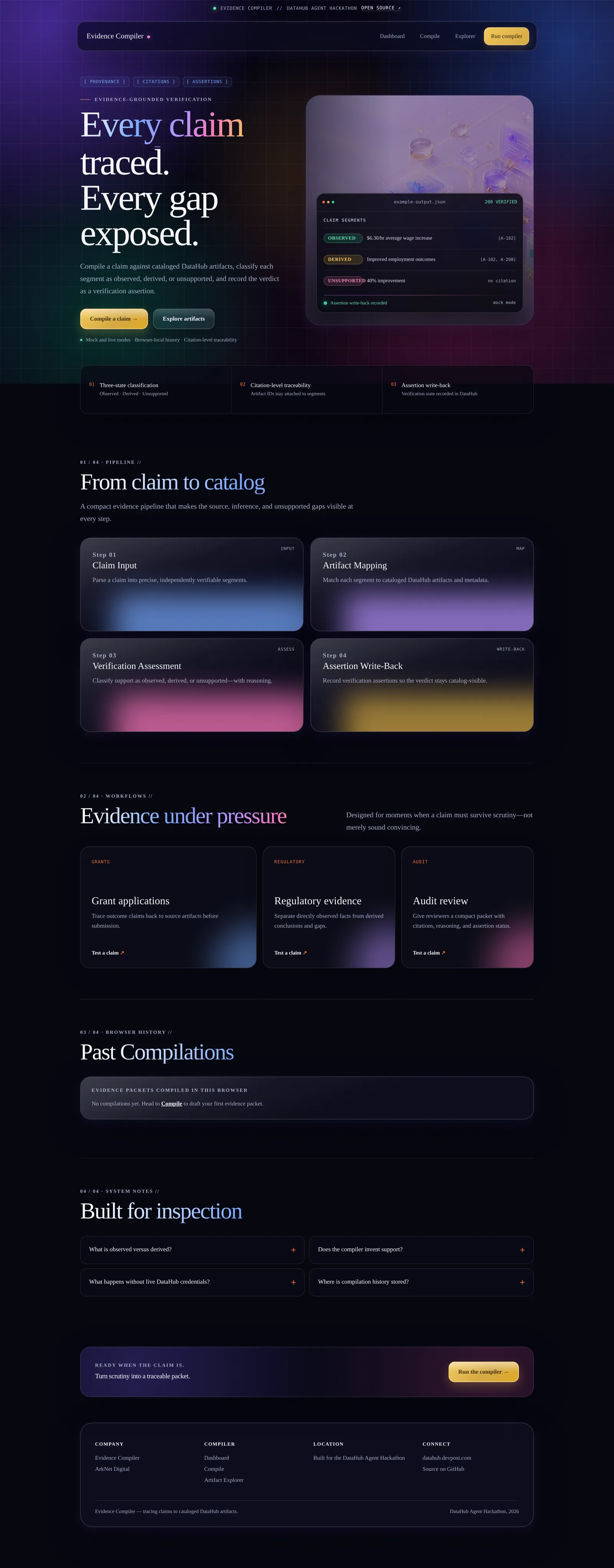 Evidence Compiler full page