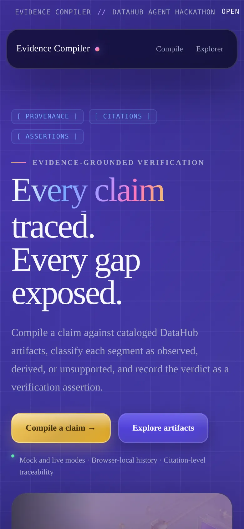 Evidence Compiler mobile screen