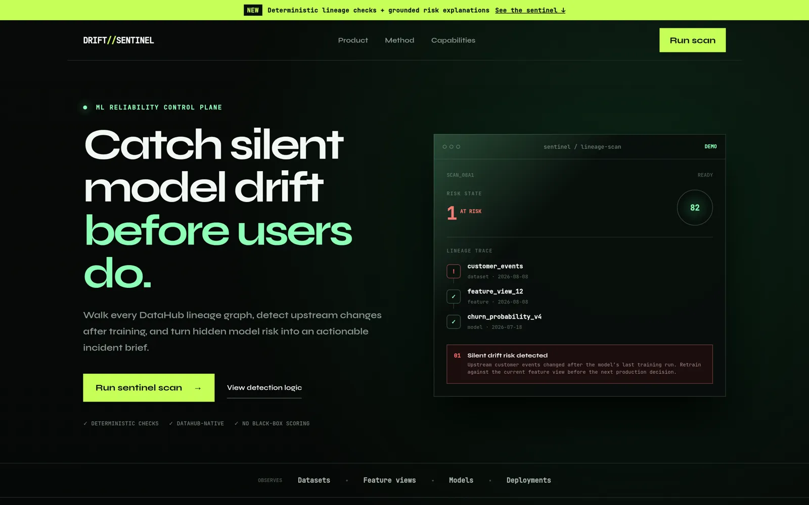 Drift Sentinel desktop screen