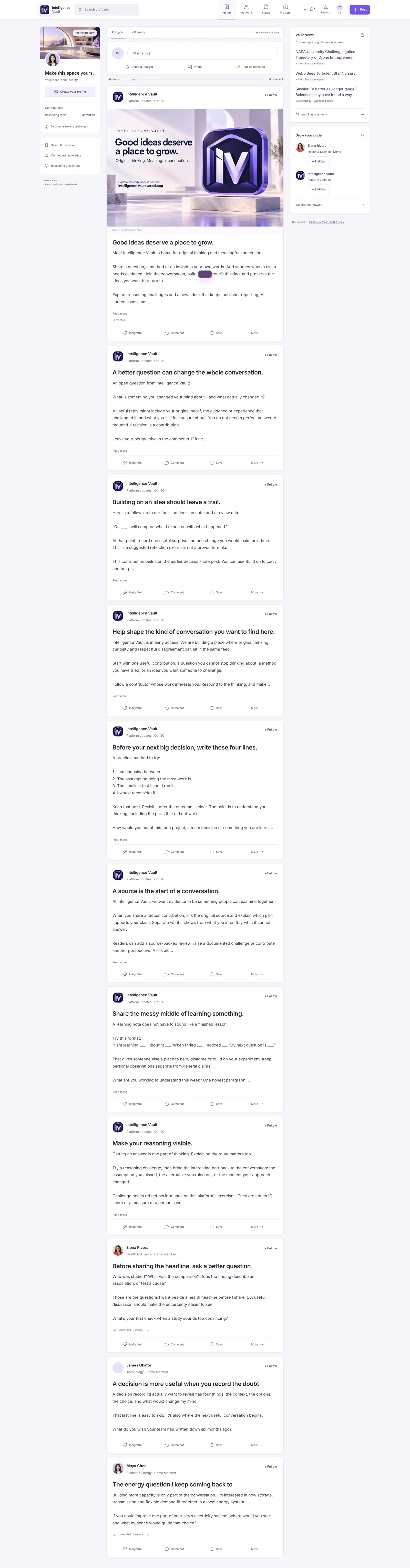 Intelligence Vault full page