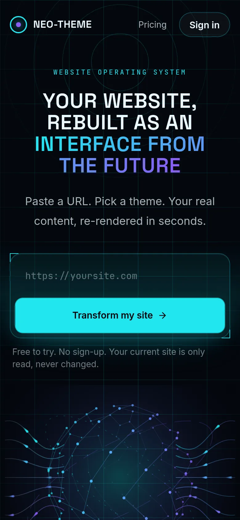 Neo-Theme mobile screen